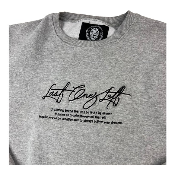 Last Ones Left Gray Embroidered Lion L/S Crewneck Sweatshirt Mens Size XL - Picture 3 of 5